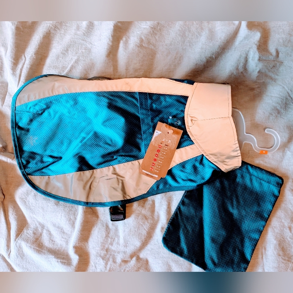 Arcadia Trail, Blue and Silver Dog Rain Coat, Size Med